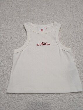 AC Milan Women’s XS Tank Top White Ribbed Embroidered Official Product Soccer